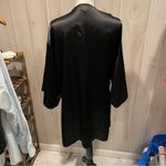 La Senza Black silky satin wine lace trim kimono robe whimsigoth midi Photo 14