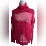IRO  mohair & wool hot pink distressed turtleneck sweater Photo 5