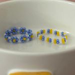 Handmade Beaded Blue Flower Rings - Set of 2 Photo 0