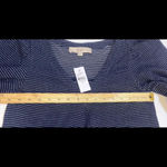 Loft  Preppy Blue White Striped Puff Balloon Sleeve Designer Business Dress XS Photo 3