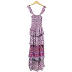 Abel the label  Smocked Bodice Floral Tiered Maxi Dress Pink/Purple size Small Photo 1