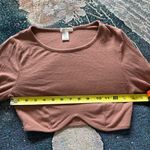 Bozzolo  Brown Tan Long Sleeve Fitted Crop Top SZ Small Crew T Shirt Summer Photo 10