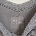 Aerie  Wonder Textured V-Neck Sweater Size Medium Gray Ribbed Oversized Photo 2