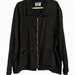 Flax  Black 100% Linen Front Zip Lightweight Jacket Blazer Size Large Photo 0