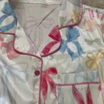 Bow Print Satin Pajama Set Pink Size L Photo 3