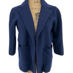J.Crew 100% Merino Wool Sophie Cropped Blazer Sweater Open Front Navy Size 2 Photo 0