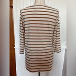 st. john's bay Cream & Taupe Boat Neck boat 3/4 Sleeves Top Photo 1