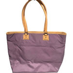 Hartmann Purple and tan full top zip lined two handle tote with interior pockets Photo 0