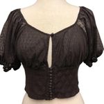 Free People  Puff Sleeve Semi Sheer Heartstrings Blouse Photo 0