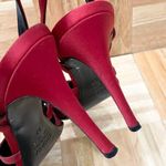 Vintage ESCADA Red Satin Embellished Pointy Toe Sling Back High Heels Pump 37 Size 6 Photo 11