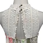 CAbi Whisper Gauze Sleeveless Floral Lace Top Cream Sage Green Pink Small Photo 5