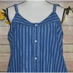Wrangler  Retro Women's L Striped Denim Sleeveless Button-Down Mini Dress Pockets Photo 1
