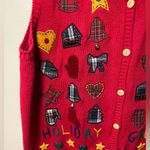 Vtg Marisa Christina Red Holiday Sweater Vest with Embroidery women’s Large Photo 5