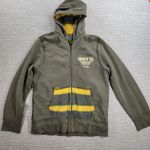 VTG Prvcy CA Full Zip Hoodie Jacket Womens Large Green Yellow Distressed Thick Photo 0