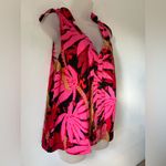 J.Crew Pink Red Tropical Leaf Print Tie Shoulder Sleeveless Top Size L NWT Photo 5