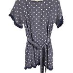 Umgee  USA Polka Dot Short-Sleeve Tunic Dress With Belt & Ruffle Details Photo 0
