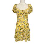 Bailey blue NWT Lemon Print Mini Dress Square Neck Puff Sleeve Smocked Fruit New Photo 3