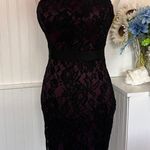 Sequin Hearts  Black & Mauve Open Back Lace Dress Photo 0