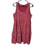 Frye  Women’s Sz Medium Bandana Print Sleeveless Dress Orange Tiered Cotton Photo 1