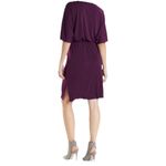 Natori  Matte‎ Jersey Blouson Dress In Plum Purple Stretch Office Size M Wedding Photo 1