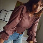 Nation Ltd  Carly Voluminous Contrast Puff Balloon Long Sleeve Tee Pinot Noir XL Photo 0