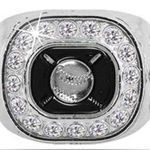 Crown Silver & Black Colored Baseball Star Ring Silver Photo 0