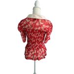 Maeve Red Floral Collared Smocked Blouse Size Medium Photo 7