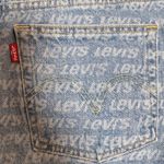 Levi's 501 Denim High Rise Cutoff Shorts All Over Logo Print Frayed Hem Size 29 Photo 7