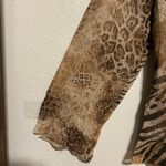 Fashion Bug  Animal Print Silk Sequin Collared Blouse Women’s XL Photo 4