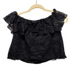 Guess  Cottagecore‎ Womens Tops XS Black Lace Layered Off The Shoulders Crop Photo 1