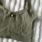 Urban Outfitters  Olive Green Lace Trim Crop Tank Photo 4