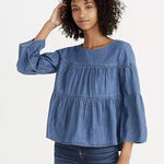 Madewell  Medium Denim Tiered Blouse Photo 0