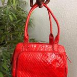 Red snakeskin patent faux leather mini shoulder hand bag purse silver buckles #gothic #whimsygoth Measurement in pics Photo 1