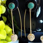Crystal Disco Ball Drop Dangle Earrings Green Photo 0