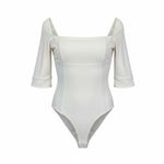 FP Movement by Free People White Stretch Bodysuit Size M NWT | Square Neck Size M Photo 0
