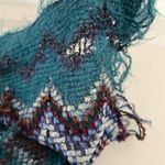 Missoni  Sciarpe Teal Zigzag Pattern Long Fuzzy Scarf Textured Boho Luxury READ Photo 8