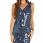 R & M Richards NWOT  1661 Long Formal Sequin Fringe Dress In Gunmetal Photo 4