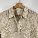 Chico's Leopard Print No-Iron Button Shirt Size 2 Beige Animal Print 3/4 Sleeve Photo 7