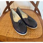 FSNY French sole navy leather sailor lace toe flats size 9 Blue Photo 1