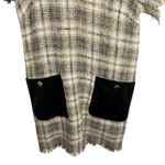 ZARA Women’s Tweed Plaid Leather Pocket Shift Mini Dress Beige Size XS Photo 6
