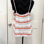 Universal Threads Universal Thread Stripped Flowy Tank Top Ruffles Spaghetti Strap White/Orange Photo 2