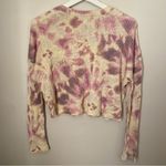 BP  Cropped Top Long Sleeve Tie-Dye Yellow Pink Purple Casual Ribbed Neutral Photo 4
