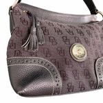 Dooney & Bourke  Black Signature Jacquard & Leather Shoulder Bag With Pink Lining Photo 2