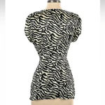 Walter Baker Walter by  Black Cream Zebra Print Silk Zip Front Blouse Size XS Photo 1