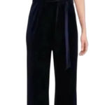 Alex Marie Jumpsuit Women 18 Navy Blue Velvet Cape Sleeves Belted Wide Leg Beth Photo 0