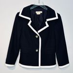 Michael Kors Double Crepe Black Blazer Jacket with White Trim Size 8 Photo 0