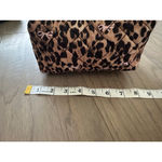 Women's Leopard Print Quilted Cosmetic Bag with Pink Bows Brown Photo 4