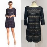 Jessica Howard  Women's Black Lace Shift Dress with Contrast Lining Size 8P Photo 1