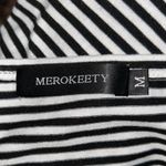 Merokeety Elegant Black and White Striped Dress Photo 5