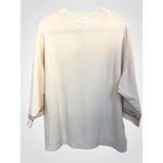 easel  Oversized Peace Patch Terry Knit Top in Oatmeal Size S Photo 3